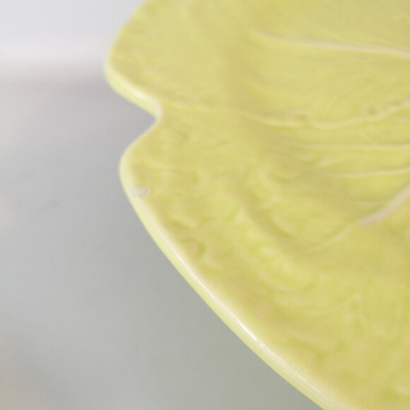 Bordallo Pinheiro Cabbage Light Green 12" Pedestal Cake Stand RARE Majolica - Picture 7 of 7